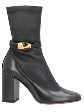 Zimmermann Black Mid-Calf Block Heel Boot with Gold Accent